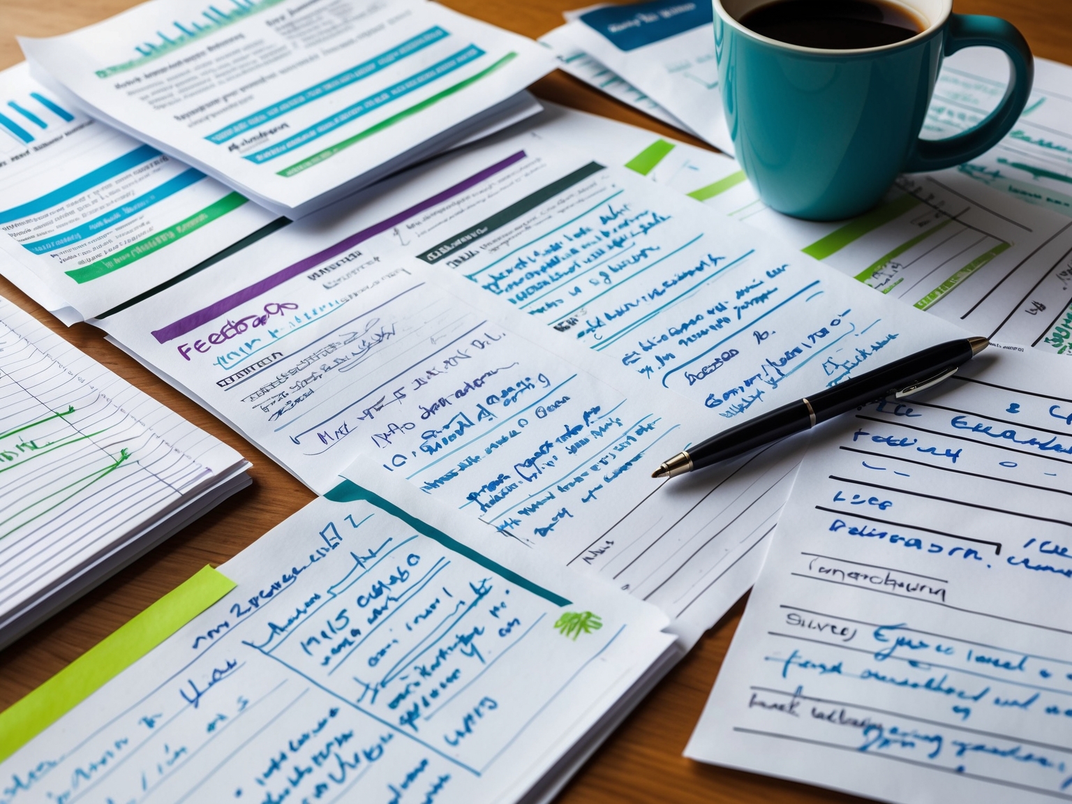 User feedback notes and survey forms